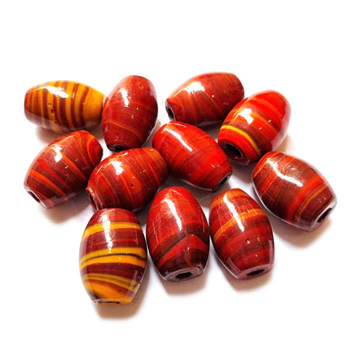 10/Pcs Pkg. Vintage, old rare Beads in Size About 20X27MM Red Color