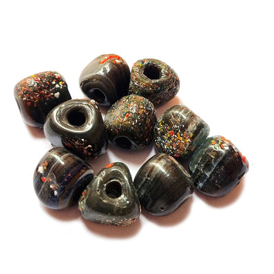 10/Pcs Pkg. Vintage, old rare Beads in Size About 23X20MM Black Color