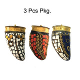 Set of 3 Pcs Stunning Tibetan Necklace making Pendant, 3 different Colors Dagger tusk Pendant