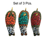 Set of 3 Pcs Stunning Tibetan Necklace making Pendant, 3 different Colors Fish Pendant