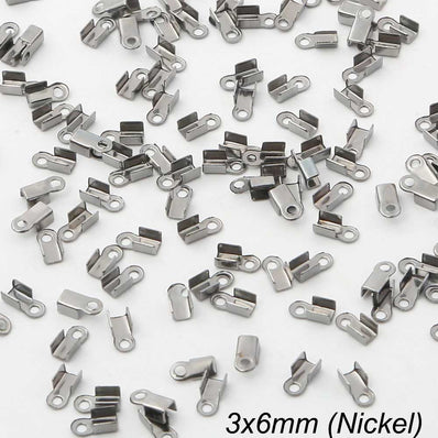 200 Pcs Cove Clasps Cord End Caps String Ribbon Leather Clip Tip Fold Crimp Bead Connectors For DIY Jewelry Making Supplies
