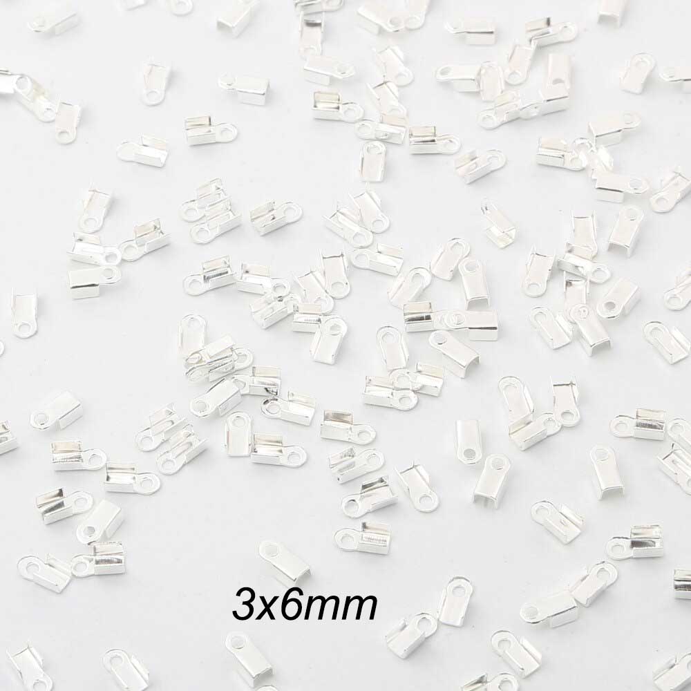 200 Pcs Cove Clasps Cord End Caps String Ribbon Leather Clip Tip Fold Crimp Bead Connectors For DIY Jewelry Making Supplies