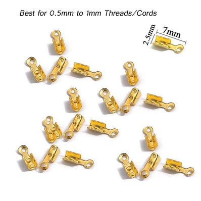 200 Pcs Cove Clasps Cord End Caps String Ribbon Leather Clip Tip Fold Crimp Bead Connectors For DIY Jewelry Making Supplies
