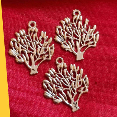 10/Pcs Pkg. Tree of Life Charms for Jewelry Making in Size about 24x29mm Color Rhodium