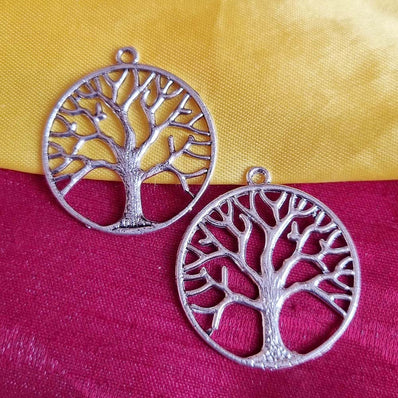 10/Pcs Pkg. Tree of Life Charms for Jewelry Making in Size about 34x38mm Color RHODIUM