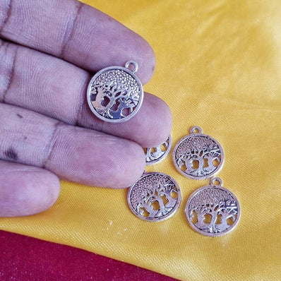 10/Pcs Pkg. Tree of Life Charms for Jewelry Making in Size about 16x19mm Color Silver Oxidized