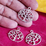 10/Pcs Pkg. Tree of Life Charms for Jewelry Making in Size about 24x24mm Color Silver Shiny