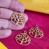 10/Pcs Pkg. Tree of Life Charms for Jewelry Making in Size about 24x24mm Color Gold Shiny