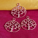 10/Pcs Pkg. Tree of Life Charms for Jewelry Making in Size about 24x24mm Color Rose Gold