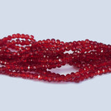 Jewelry Making Crystal Fire polished imported Glass beads Ronelled Shape Red Color Transparent 3mm Size Approximately  200 Beads in a string