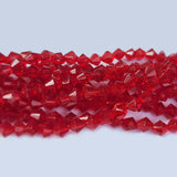 Jewelry Making Crystal Fire polished imported Glass beads Bi cone Shape Red Color Transparent 5X5mm Size Approximately  65 Beads in a string