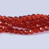 Jewelry Making Crystal Fire polished imported Glass beads Round faceted Shape Red Color Transparent 6mm Size Approximately  50 Beads in a string