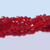 Jewelry Making Crystal Fire polished imported Glass beads Bi cone Shape Red Color Transparent 5mm Size Approximately  74 Beads in a string