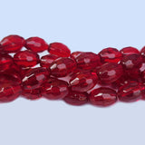 Jewelry Making Crystal Fire polished imported Glass beads Oval Faceted Shape Red Color Transparent 8x11mm Size Approximately  32 Beads in a string