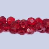 Jewelry Making Crystal Fire polished imported Glass beads Round faceted Shape Red Color Transparent 12mm Size Approximately  27 Beads in a string