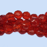 Jewelry Making Crystal Fire polished imported Glass beads Round faceted Shape Red Color Transparent 10mm Size Approximately  34 Beads in a string