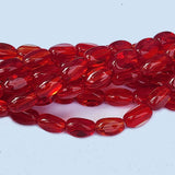 Jewelry Making Crystal Fire polished imported Glass beads Triangular Oval Shape Red Color Transparent 5x9mm Size Approximately  37 Beads in a string