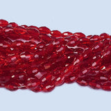 Jewelry Making Crystal Fire polished imported Glass beads Oval Faceted Shape Red Color Transparent 4x6mm Size Approximately  72 Beads in a string