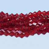 Jewelry Making Crystal Fire polished imported Glass beads Bi cone Shape Red Color Transparent 6mm Size Approximately  54 Beads in a string