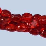 Jewelry Making Crystal Fire polished imported Glass beads Triangular Oval Shape Red Color Transparent 9x13mm Size Approximately  26 Beads in a string