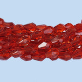 Jewelry Making Crystal Fire polished imported Glass beads Drop New Cut Shape Red Color Transparent 6x9mm Size Approximately  43 Beads in a string