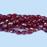 Jewelry Making Crystal Fire polished imported Glass beads Oval Faceted AB Shape Red Color Transparent 4x6mm Size Approximately  70 Beads in a string