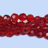 Jewelry Making Crystal Fire polished imported Glass beads Round Faceted Shape Red Color Transparent 10mm Size Approximately  34 Beads in a string