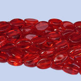 Jewelry Making Crystal Fire polished imported Glass beads Flat Oval Shape Red Color Transparent 7x9mm Size Approximately  35 Beads in a string