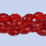 Jewelry Making Crystal Fire polished imported Glass beads Oval Faceted Shape Red Color Transparent 10x13mm Size Approximately  27 Beads in a string