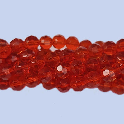 Jewelry Making Crystal Fire polished imported Glass beads Round Faceted Shape Red Color Transparent 7mm Size Approximately  55 Beads in a string
