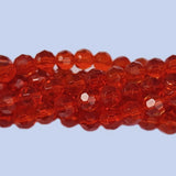 Jewelry Making Crystal Fire polished imported Glass beads Round Faceted Shape Red Color Transparent 7mm Size Approximately  55 Beads in a string