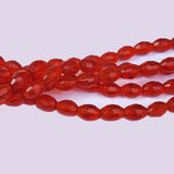 Jewelry Making Crystal Fire polished imported Glass beads Oval Faceted Shape Red Color Transparent 5x8mm Size Approximately  35 Beads in a string