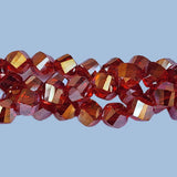 Jewelry Making Crystal Fire polished imported Glass beads Helix Cut AB Shape Red Color Transparent 8mm Size Approximately  40 Beads in a string