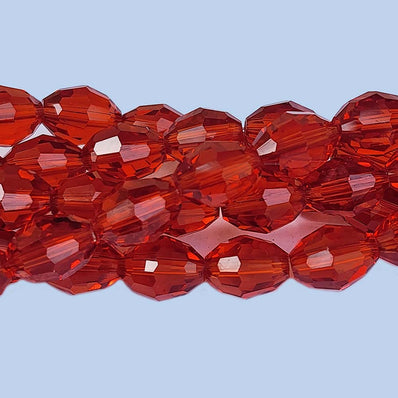 Jewelry Making Crystal Fire polished imported Glass beads Oval Faceted Shape Red Color Transparent 7x10mm Size Approximately  30 Beads in a string