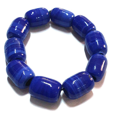 10 Pcs Pack Large Blue Glass Beads Barrel Shape, hole size about 3~4mm
