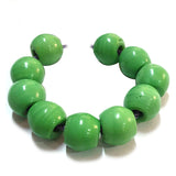 10 Pcs Pack Large hole Green glass beads for jewellery making size approx 17~18mm