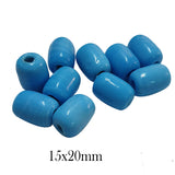 10 Pcs Pack Large Turquoise Barrel Glass Beads Barrel Shape, hole size about 3~4mm