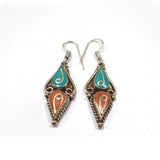 Handcrafted Tibetan Earring for woman Size 18x38mm. Sold by Per Pair