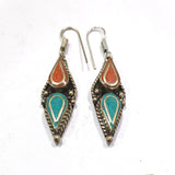 Handcrafted Tibetan Earring for woman Size 20x37mm. Sold by Per Pair