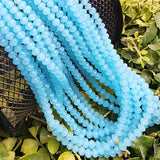 1 LINE PACK' OPAQUE AQUA BLUE LIMITED STOCK CRYSTAL FACETED RONDELLE BEADS 4 MM, 138-140 BEADS