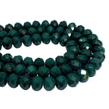 Dark Green Opaque 10x8mm Crystal Glass Beads, Faceted Rondelle 1mm;  about69~70pcs/strand