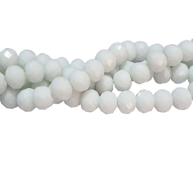 White Milky Opaque 10x8mm Crystal Glass Beads, Faceted Rondelle 1mm;  about69~70pcs/strand