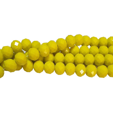 Yellow Opaque 10x8mm Crystal Glass Beads, Faceted Rondelle 1mm;  about69~70pcs/strand