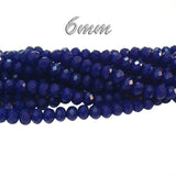 Opaque Solid Color Glass Beads Strand, Faceted, Rondelle, Blue Opaque Color, 6x5mm, Hole: 1mm; about 92~94pcs/strand, 17~17.5inches