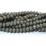 Opaque Solid Color Glass Beads Strands, Faceted, Rondelle, Gray, 6x5mm, Hole: 1mm; about 92~94pcs/strand, 16~16.5"(42.5~43.75cm)