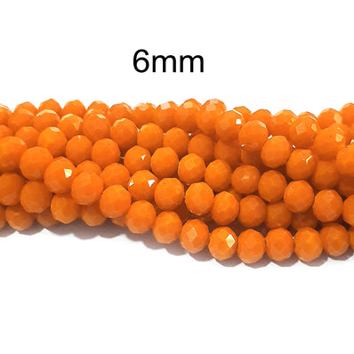 6mm Orange opaque rondelle disc faceted crystal glass beads for jewellery making