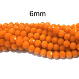 6mm Orange opaque rondelle disc faceted crystal glass beads for jewellery making