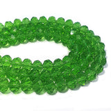 Green 8X6MM CRYSTAL RONDELLE BEADS, CRYSTAL GLASS BEADS FOR JEWELRY MAKING LENGTH OF STRAND: 41 CM ( 16 INCHES ) ABOUT 70~72 BEADS