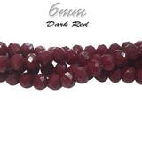 6mm Dark Red Maroon Opaque crystal glass beads for jewellery making