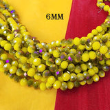 1 LINE PACK/Lot Dual Tone  CRYSTAL FACETED RONDELLE BEADS 6 MM, 96~98 BEADS, Yellow and Purple metallic